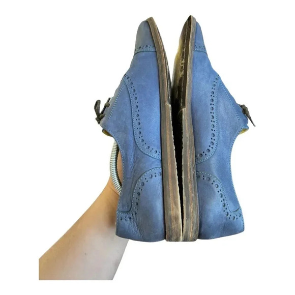 Kickers Blue Brogue Flats - Picture 9 of 12